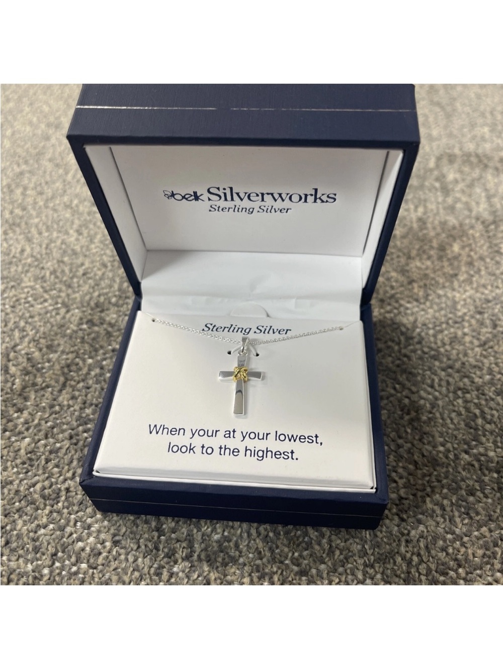 CROSS BELK SILVERWORKS 1” PENDANT NECKLACE Sterling Sliver Christian 18” Chain